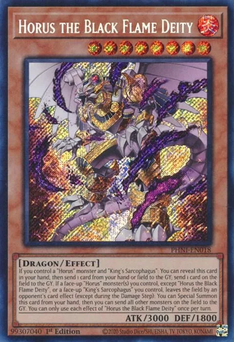 Horus the Black Flame Deity PHNI-EN018 Yu-Gi-Oh card from Phantom Nightmare