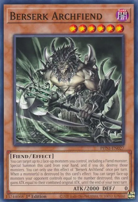 Berserk Archfiend PHNI-EN027 Yu-Gi-Oh card from Phantom Nightmare