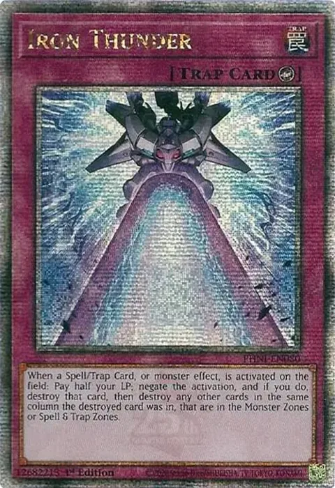 Iron Thunder Quarter Century Secret Rare PHNI-EN080 Yu-Gi-Oh card from Phantom Nightmare
