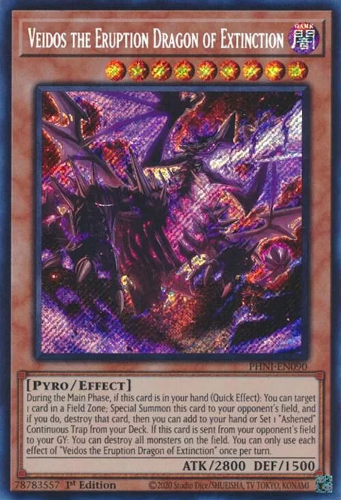 Veidos the Eruption Dragon of Extinction PHNI-EN090 Yu-Gi-Oh card from Phantom Nightmare