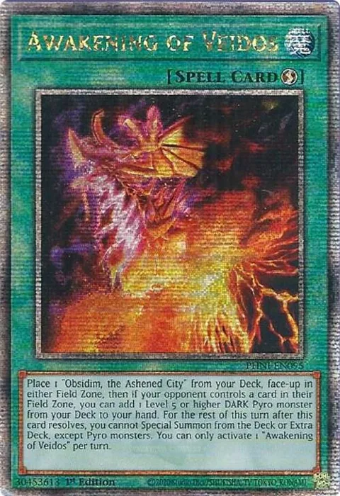 Awakening of Veidos Quarter Century Secret Rare PHNI-EN095 Yu-Gi-Oh card from Phantom Nightmare