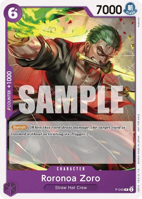 Roronoa Zoro OP-06 Pre-Release Tournament [Participant] P-045 One Piece card from One Piece Promotion Cards