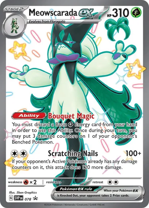 Meowscarada ex #078 Holofoil Pokémon card from Scarlet & Violet Promo Cards