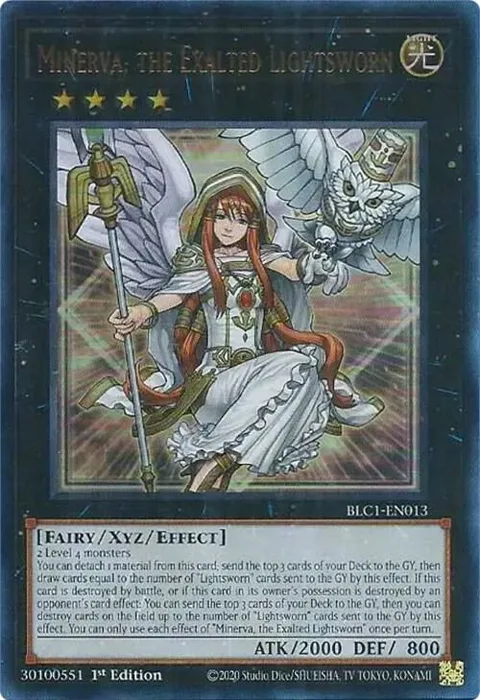 Minerva, the Exalted Lightsworn BLC1-EN013 Yu-Gi-Oh card from Battles of Legend: Chapter 1