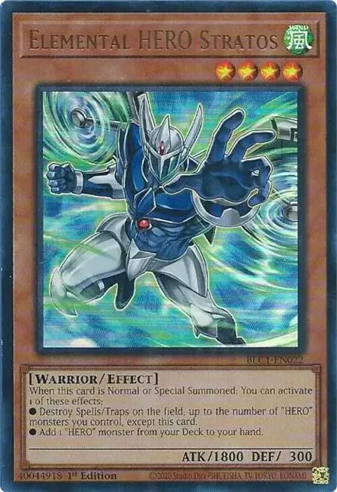 Elemental HERO Stratos Alt Art BLC1-EN022 Yu-Gi-Oh card from Battles of Legend: Chapter 1