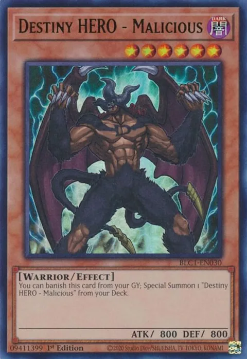 Destiny HERO - Malicious BLC1-EN030 Yu-Gi-Oh card from Battles of Legend: Chapter 1