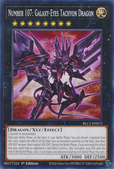 Number 107: Galaxy-Eyes Tachyon Dragon BLC1-EN072 Yu-Gi-Oh card from Battles of Legend: Chapter 1