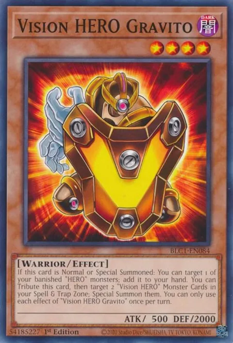 Vision HERO Gravito BLC1-EN084 Yu-Gi-Oh card from Battles of Legend: Chapter 1