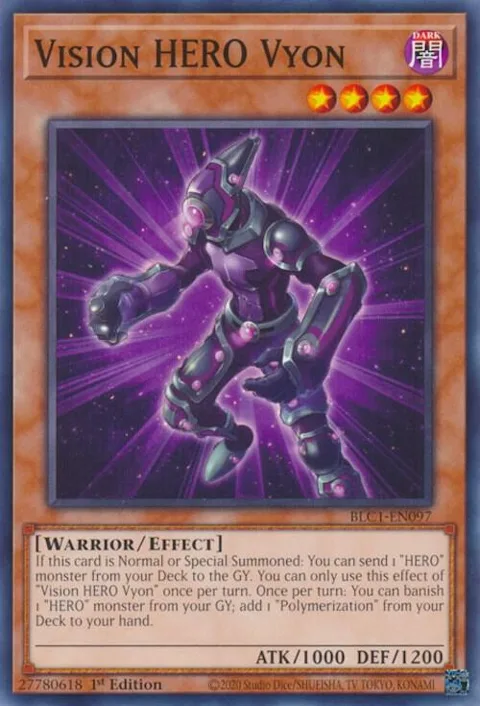 Vision HERO Vyon BLC1-EN097 Yu-Gi-Oh card from Battles of Legend: Chapter 1