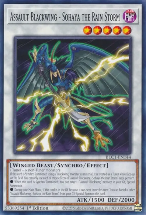 Assault Blackwing - Sohaya the Rain Storm BLC1-EN144 Yu-Gi-Oh card from Battles of Legend: Chapter 1
