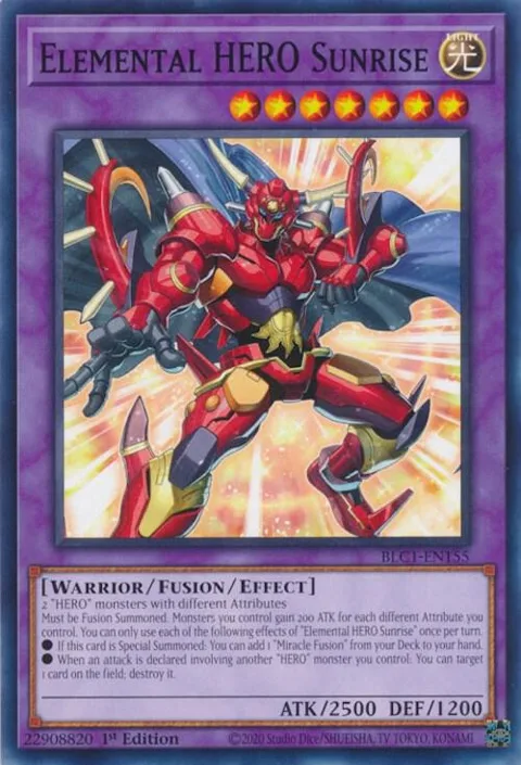 Elemental HERO Sunrise BLC1-EN155 Yu-Gi-Oh card from Battles of Legend: Chapter 1