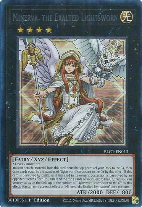 Minerva, the Exalted Lightsworn Silver BLC1-EN013 Yu-Gi-Oh card from Battles of Legend: Chapter 1