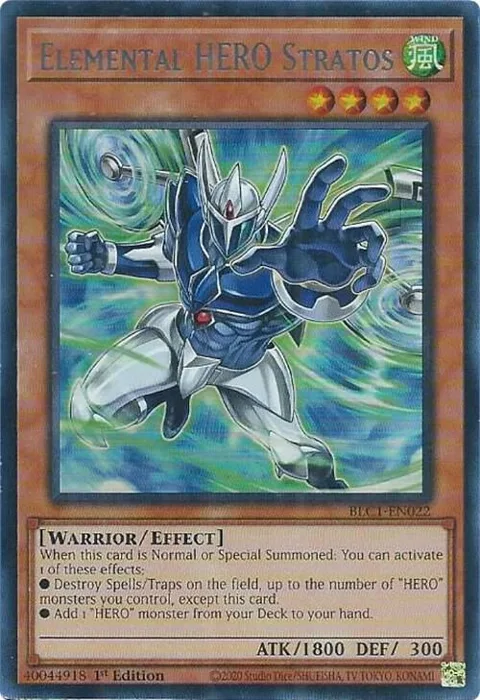 Elemental HERO Stratos Alt Art Silver BLC1-EN022 Yu-Gi-Oh card from Battles of Legend: Chapter 1