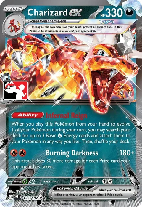 Charizard ex #125/197 Holofoil Pokémon card from Prize Pack Series Cards