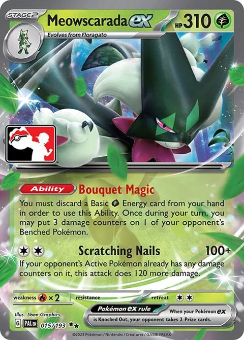 Meowscarada ex #015/193 Holofoil Pokémon card from Prize Pack Series Cards
