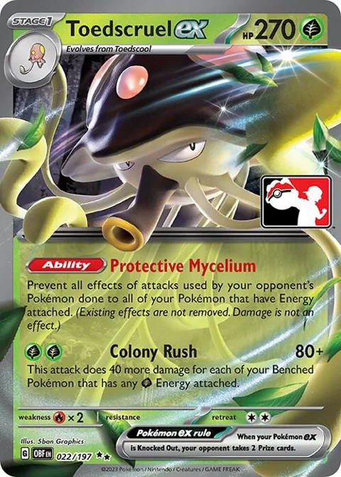 Toedscruel ex #022/197 Holofoil Pokémon card from Prize Pack Series Cards