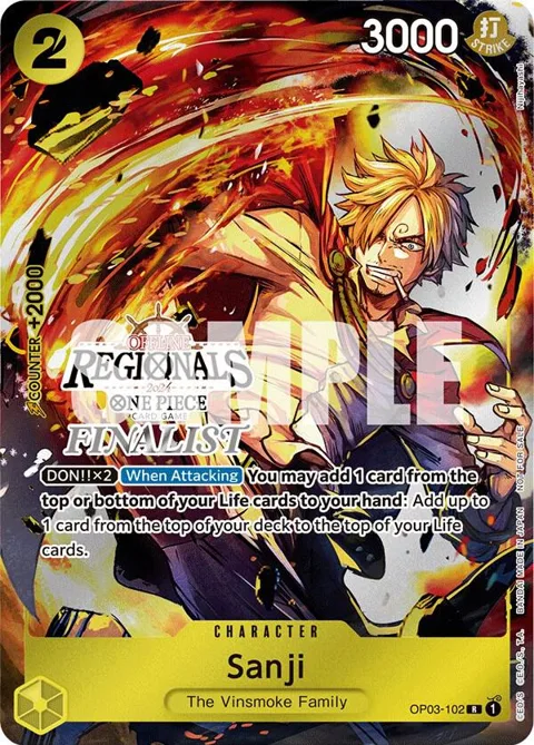 Sanji Offline Regional 2024 [Finalist] OP03-102 One Piece card from One Piece Promotion Cards