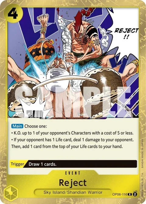 Reject OP06-116 One Piece card from Wings of the Captain