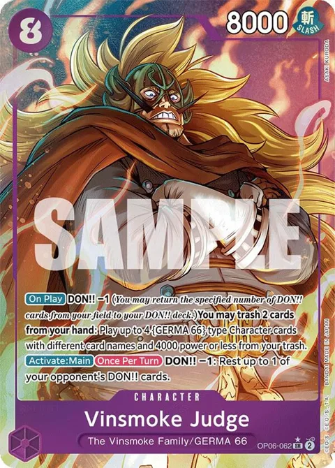 Vinsmoke Judge Alt Art OP06-062 One Piece card from Wings of the Captain