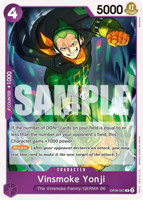 Vinsmoke Yonji OP06-067 One Piece card from Wings of the Captain