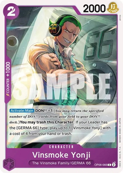 Vinsmoke Yonji OP06-066 One Piece card from Wings of the Captain