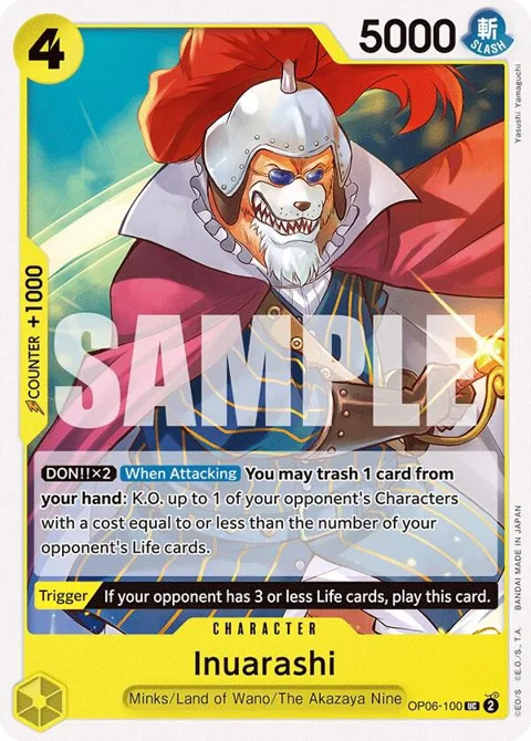 Inuarashi OP06-100 One Piece card from Wings of the Captain
