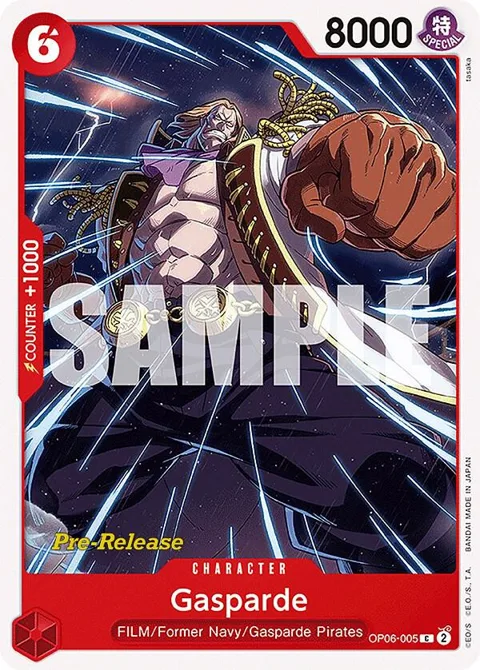 Gasparde OP06-005 Pre-Release One Piece card from Wings of the Captain Pre-Release Cards