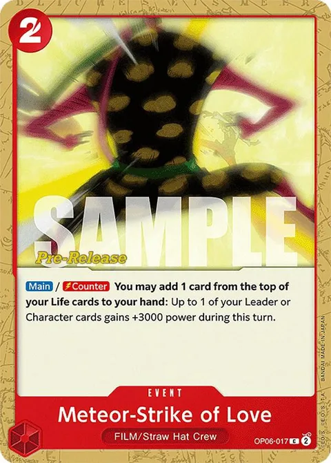 Meteor-Strike of Love OP06-017 Pre-Release One Piece card from Wings of the Captain Pre-Release Cards