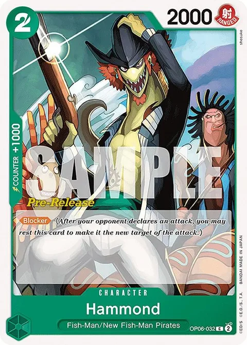 Hammond OP06-032 Pre-Release One Piece card from Wings of the Captain Pre-Release Cards