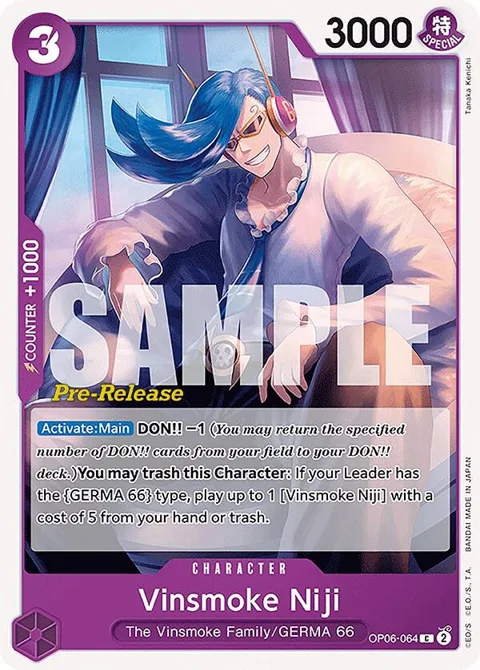 Vinsmoke Niji OP06-064 Pre-Release One Piece card from Wings of the Captain Pre-Release Cards