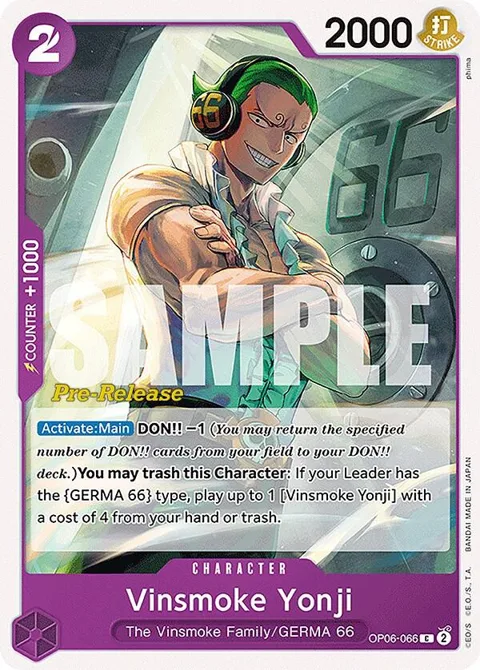 Vinsmoke Yonji OP06-066 Pre-Release One Piece card from Wings of the Captain Pre-Release Cards