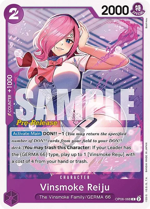 Vinsmoke Reiju OP06-068 Pre-Release One Piece card from Wings of the Captain Pre-Release Cards