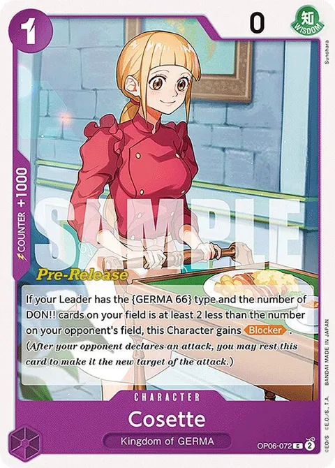 Cosette OP06-072 Pre-Release One Piece card from Wings of the Captain Pre-Release Cards