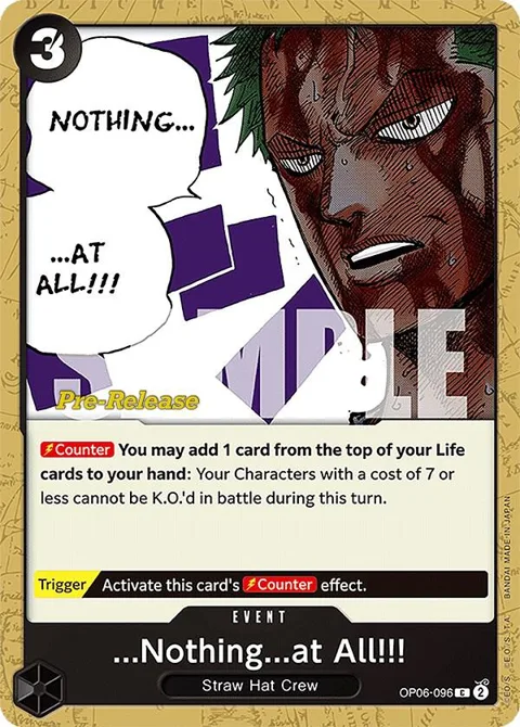 ...Nothing...at All!!! OP06-096 Pre-Release One Piece card from Wings of the Captain Pre-Release Cards