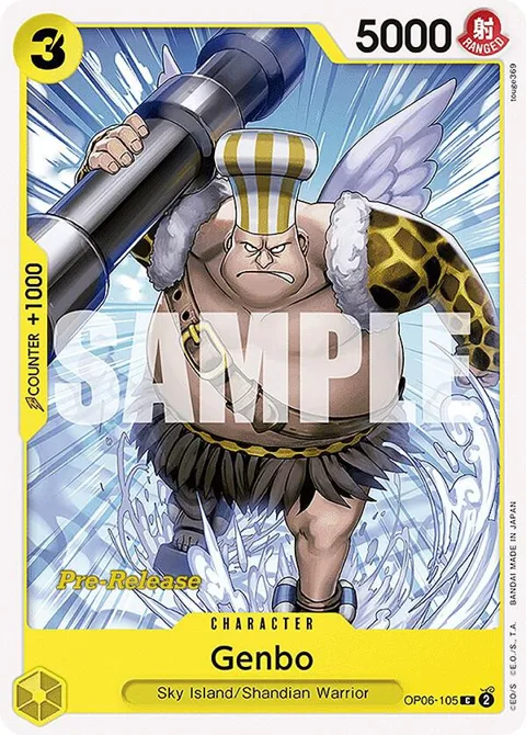 Genbo OP06-105 Pre-Release One Piece card from Wings of the Captain Pre-Release Cards