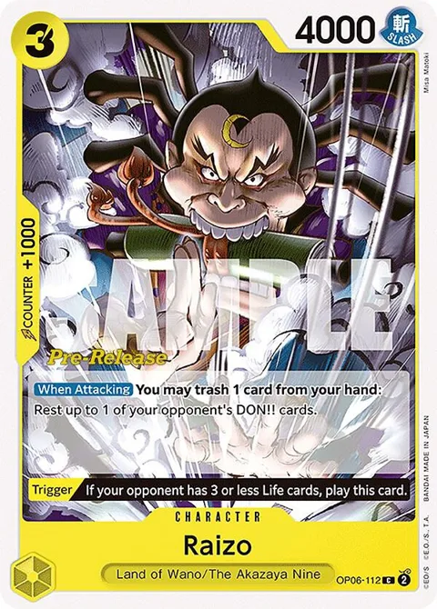 Raizo OP06-112 Pre-Release One Piece card from Wings of the Captain Pre-Release Cards