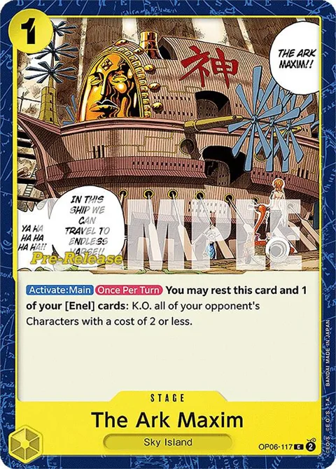 The Ark Maxim OP06-117 Pre-Release One Piece card from Wings of the Captain Pre-Release Cards