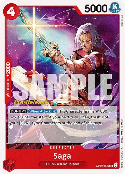 Saga OP06-006 Pre-Release One Piece card from Wings of the Captain Pre-Release Cards