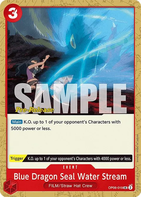 Blue Dragon Seal Water Stream OP06-019 Pre-Release One Piece card from Wings of the Captain Pre-Release Cards