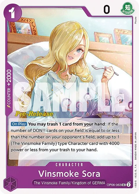 Vinsmoke Sora OP06-063 Pre-Release One Piece card from Wings of the Captain Pre-Release Cards
