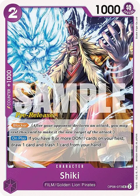 Shiki OP06-073 Pre-Release One Piece card from Wings of the Captain Pre-Release Cards