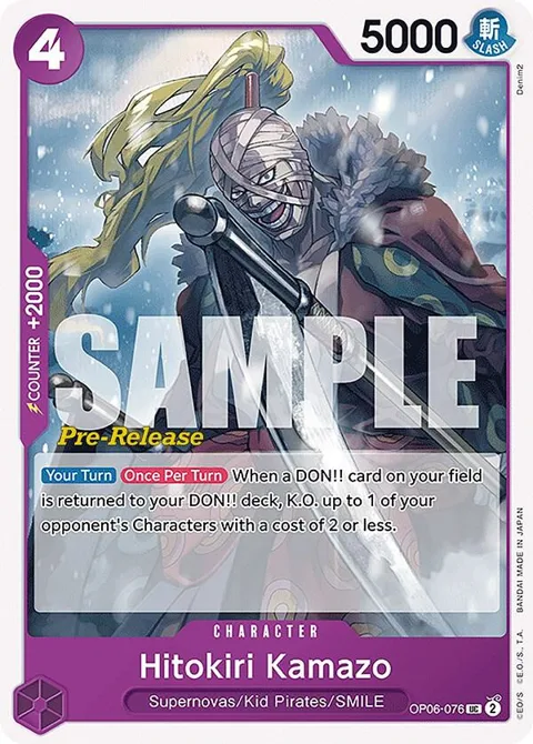 Hitokiri Kamazo OP06-076 Pre-Release One Piece card from Wings of the Captain Pre-Release Cards