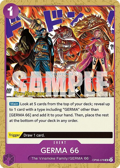 GERMA 66 OP06-078 Pre-Release One Piece card from Wings of the Captain Pre-Release Cards