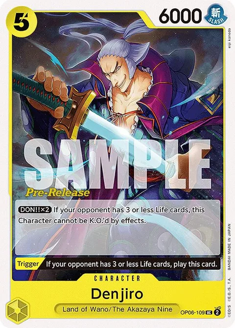 Denjiro OP06-109 Pre-Release One Piece card from Wings of the Captain Pre-Release Cards