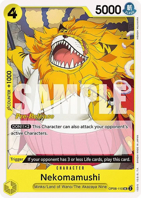 Nekomamushi OP06-110 Pre-Release One Piece card from Wings of the Captain Pre-Release Cards