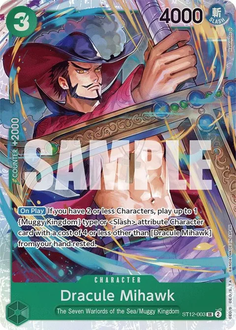 Dracule Mihawk ST12-003 One Piece card from Starter Deck 12: Zoro and Sanji