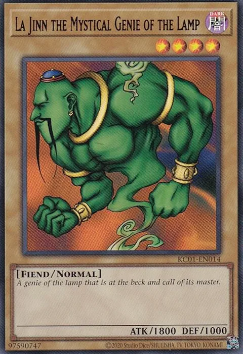 La Jinn the Mystical Genie of the Lamp KC01-EN014 Yu-Gi-Oh card from 25th Anniversary Ultimate Kaiba Set