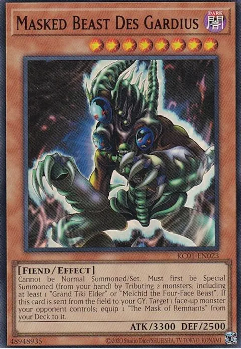 Masked Beast Des Gardius KC01-EN023 Yu-Gi-Oh card from 25th Anniversary Ultimate Kaiba Set