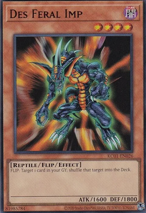 Des Feral Imp KC01-EN026 Yu-Gi-Oh card from 25th Anniversary Ultimate Kaiba Set