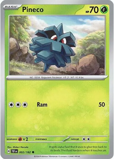 Pineco #002/162 Pokémon card from Temporal Forces